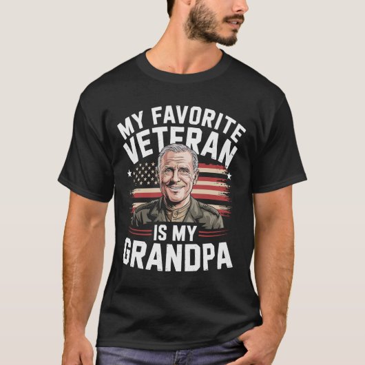 Mijn favoriete veteraan is mijn opa - Veteranendag T-shirt (Voorkant)