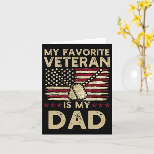 Mijn favoriete veteraan is mijn vader Militair Vet Kaart (Gele Bloem)