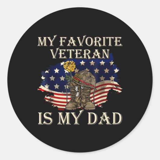 Mijn favoriete veteraan is mijn vaders dag. ronde sticker (Voorkant)