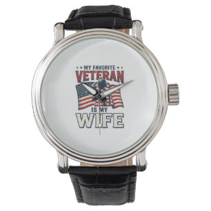 Mijn favoriete veteraan is mijn vrouw Patriottisch Horloge