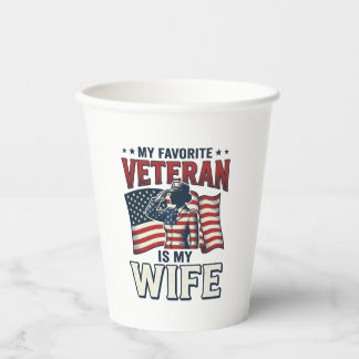 Mijn favoriete veteraan is mijn vrouw Patriottisch Papieren Bekers