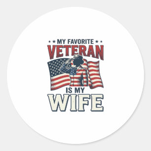 Mijn favoriete veteraan is mijn vrouw Patriottisch Ronde Sticker
