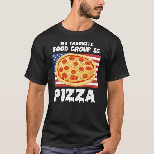 Mijn favoriete voedingsgroep is Pizza American Fla T-shirt (Voorkant)