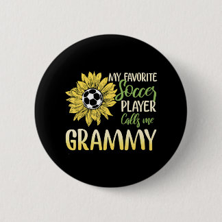 Mijn favoriete voetballer roept me Grammy Ronde Button 5,7 Cm