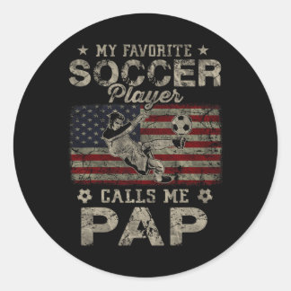 Mijn favoriete voetbalspeler noemt me Pap Usa-vlag Ronde Sticker