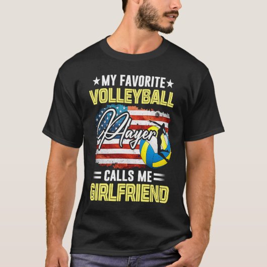 Mijn favoriete Volleybalspeler roept me Vriendin T-shirt (Voorkant)