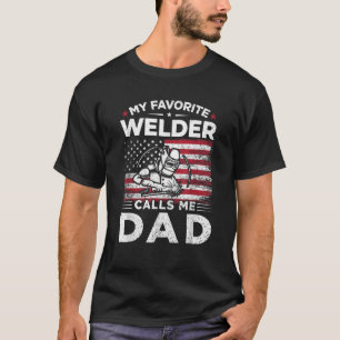 Mijn favoriete Welder noemt me papa American Flag T-shirt