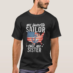 Mijn favoriete zeiler noemt me zus zeilen USA Vlag T-shirt