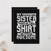 Mijn favoriete zus gaf me dit shirt broer kinderen kaart (Voorkant / Achterkant in situ)