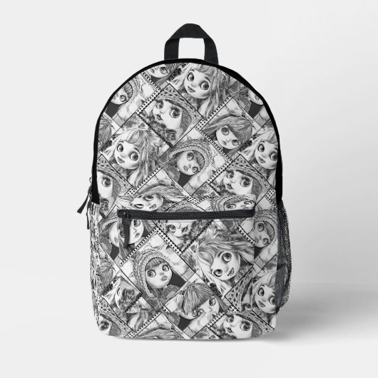 Mijn favoriete zwart-wit patchwork poppen bedrukte rugzak (Voorkant)