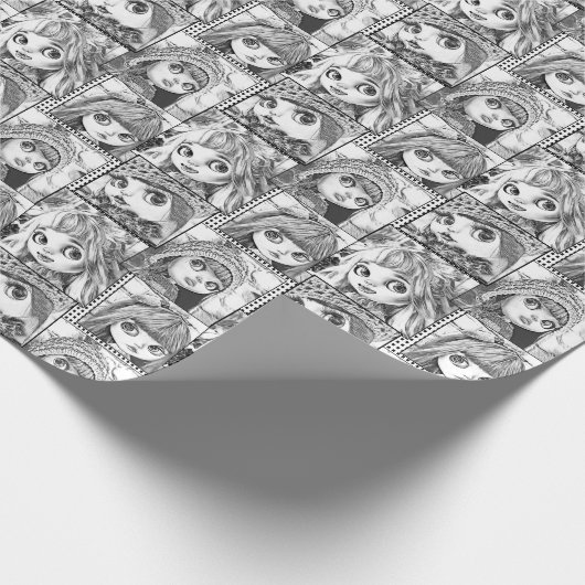 Mijn favoriete zwart-wit patchwork poppen cadeaupapier (Hoek)