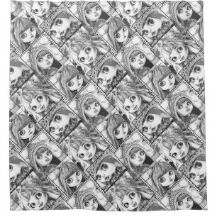 Mijn favoriete zwart-wit patchwork poppen douchegordijn