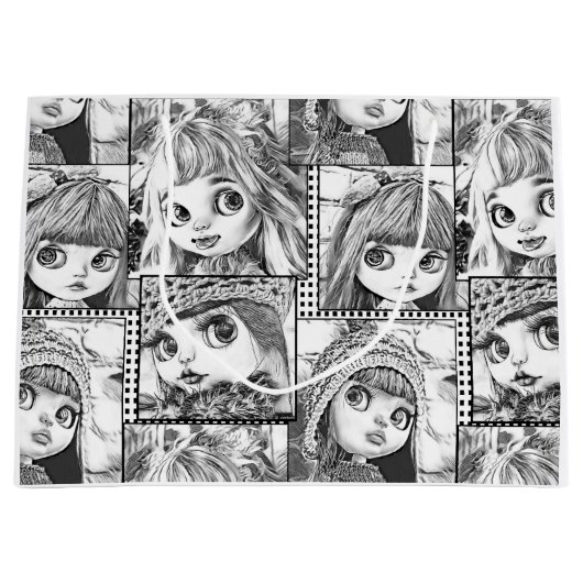 Mijn favoriete zwart-wit patchwork poppen groot cadeauzakje (Voorkant)