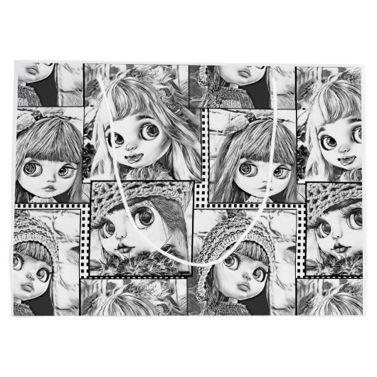 Mijn favoriete zwart-wit patchwork poppen groot cadeauzakje (Achterkant)