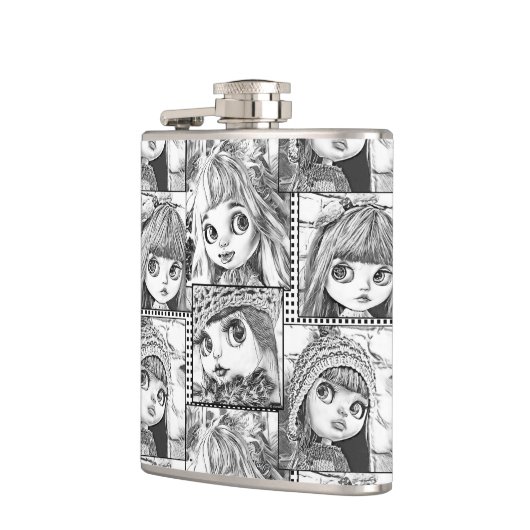 Mijn favoriete zwart-wit patchwork poppen heupfles (Links)