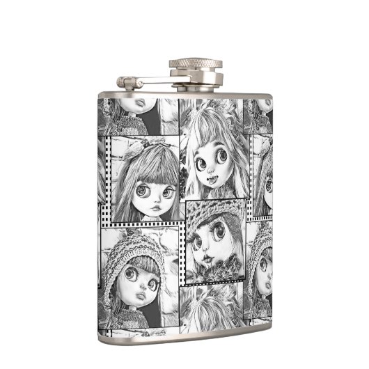 Mijn favoriete zwart-wit patchwork poppen heupfles (Rechts)