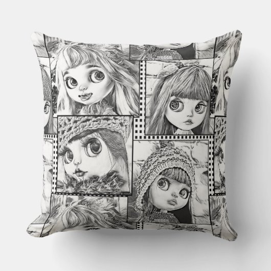 Mijn favoriete zwart-wit patchwork poppen kussen (Voorkant)