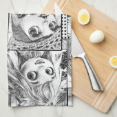 Mijn favoriete zwart-wit patchwork poppen theedoek (Quarter Fold)