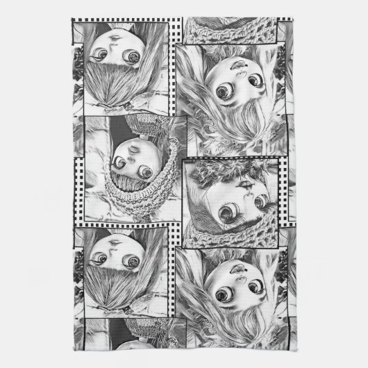 Mijn favoriete zwart-wit patchwork poppen theedoek (Verticaal)