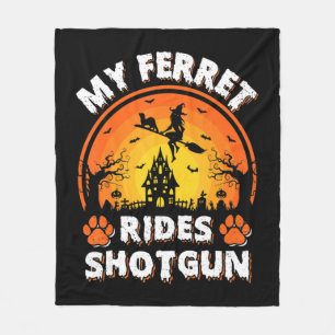 Mijn Ferret Ride Witch Shotgun Fun Ferret Hallowee Fleece Deken