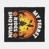 Mijn Ferret Ride Witch Shotgun Fun Ferret Hallowee Fleece Deken (Voorkant (Horizontaal))