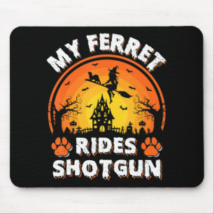 Mijn Ferret Ride Witch Shotgun Fun Ferret Hallowee Muismat