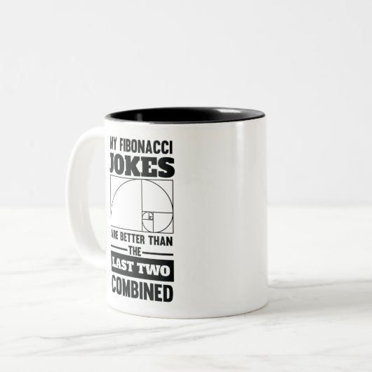 Mijn Fibonacci Jokes Funny Wiskunde Spiral Joke Tweekleurige Koffiemok (Voorkant links)