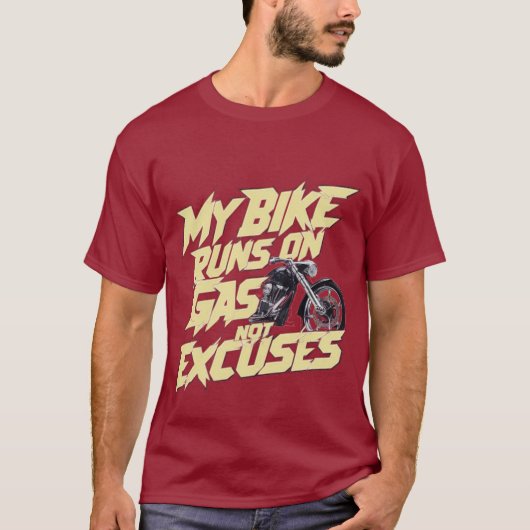Mijn fiets rijdt op gas, geen excuses t-shirt (Voorkant)