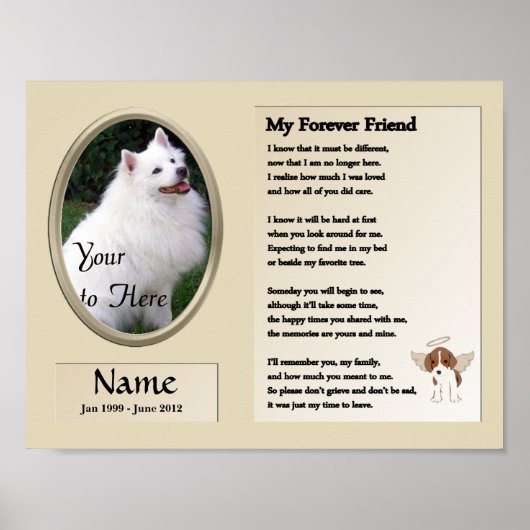 Mijn Forever Friend Dog Memorial - Pet - Beige Poster (Voorkant)