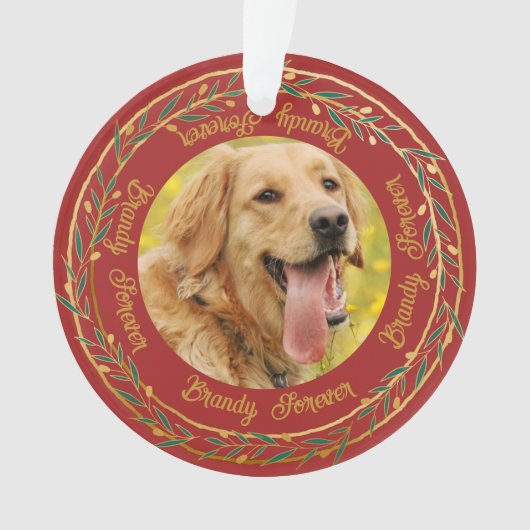 Mijn foto Gold Berry Wreath Crimson Kerstmis Ornament (voorkant)