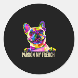 Mijn Frans - Pop Art Fun Franse Bulldog Ronde Sticker