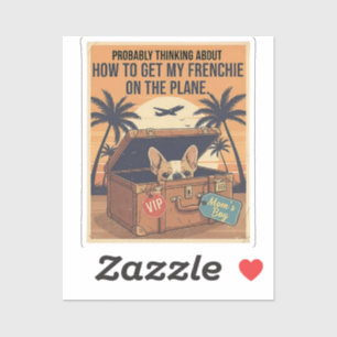 Mijn Franse pup komt mee met mij Grappige reis Fra Sticker