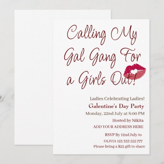 Mijn Gal Gang voor meisjes roepen Galentine's Day Kaart (Voorkant / Achterkant)