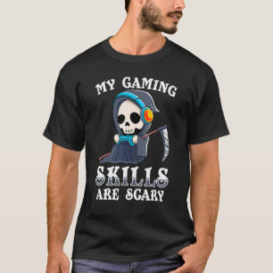 Mijn gamevaardigheden zijn eng Halloween voor mann T-shirt
