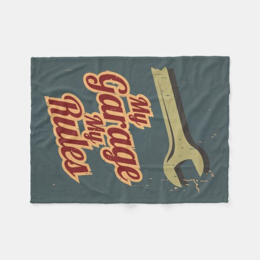 Mijn Garage Mijn Regels Fleece Deken (Voorkant (Horizontaal))