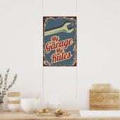Mijn Garage Mijn Regels Grunge Style Poster (Keuken)