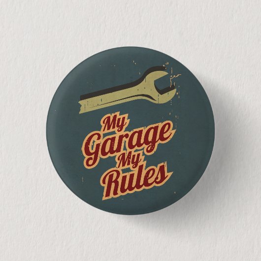Mijn Garage Mijn Regels Ronde Button 3,2 Cm (Voorkant)
