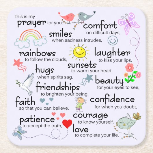 Mijn gebed voor jou kartonnen onderzetters (Voorkant)