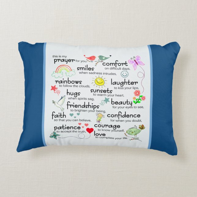 Mijn gebed voor jou | Klassiek blauw Accent Kussen (Achterkant)