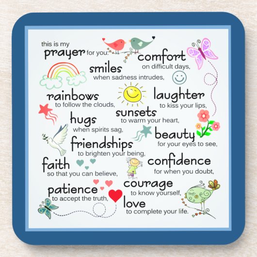 Mijn gebed voor jou | Klassiek blauw Bier Onderzetter (Voorkant)