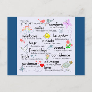 Mijn gebed voor jou Klassiek blauw Briefkaart