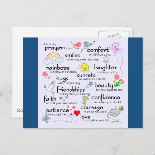 Mijn gebed voor jou | Klassiek blauw Briefkaart (Voorkant / Achterkant)