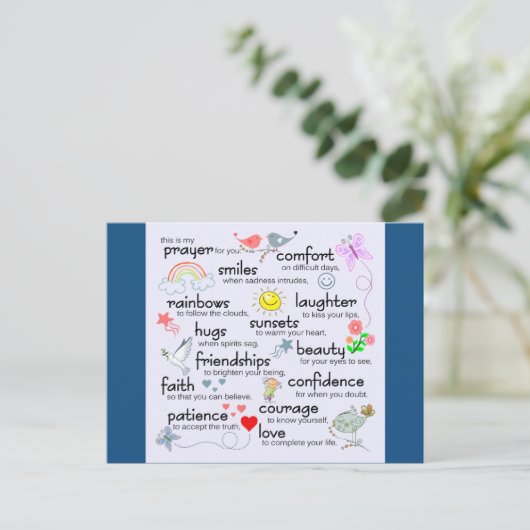 Mijn gebed voor jou | Klassiek blauw Briefkaart (Staand voorkant)