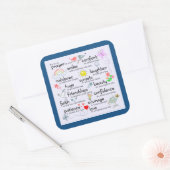 Mijn gebed voor jou | Klassiek blauw Vierkante Sticker (Envelop)