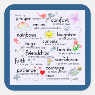 Mijn gebed voor jou   Klassiek blauw Vierkante Sticker