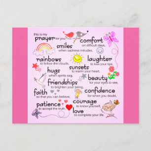 Mijn gebed voor jou   Roze Briefkaart