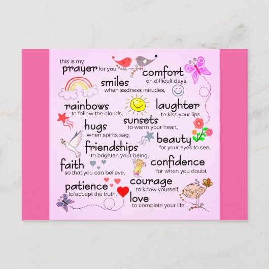 Mijn gebed voor jou | Roze Briefkaart (Voorkant)