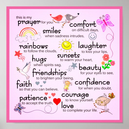 Mijn gebed voor jou | Roze Poster (Voorkant)