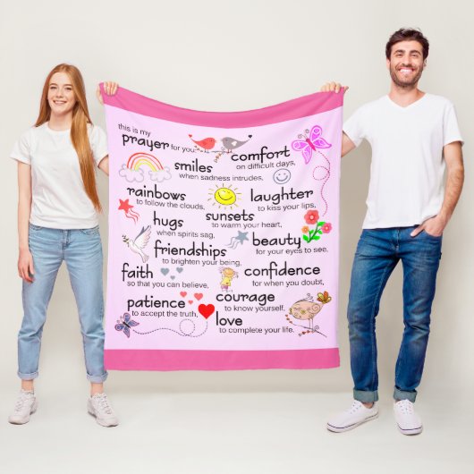 Mijn gebed voor jou | Roze warmroze Fleece Deken (In situ)