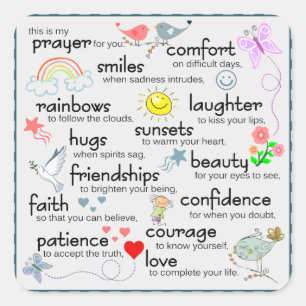 Mijn gebed voor jou vierkante sticker